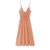 Robe à lacets et bretelles spaghetti à rayures et taille haute